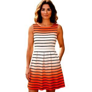 Studio One 12 Orange Women's Sleeveless Striped Sun Dress Miss Size Large L